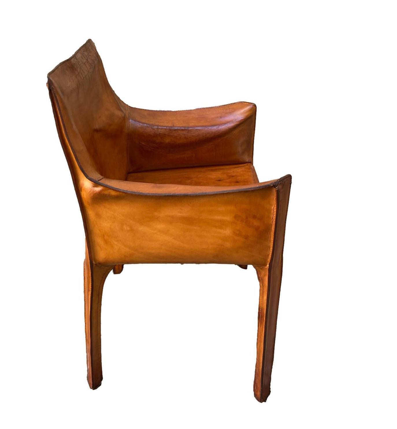 Italian Mario Bellini for Cassina Leather Cab Lounge Chair, Italy, 1970s