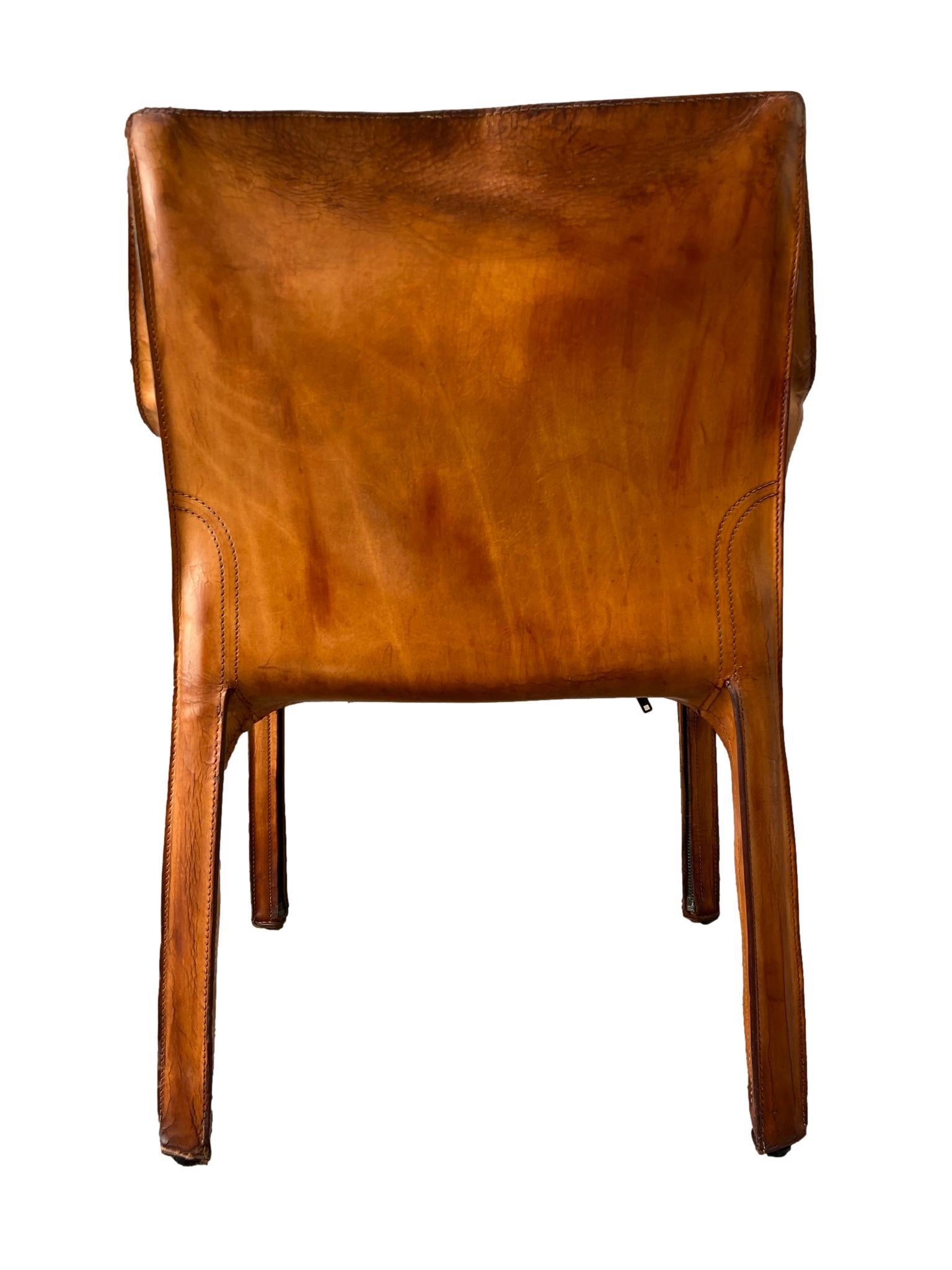 Mario Bellini for Cassina Leather Cab Lounge Chair, Italy, 1970s In Fair Condition In Naples, IT