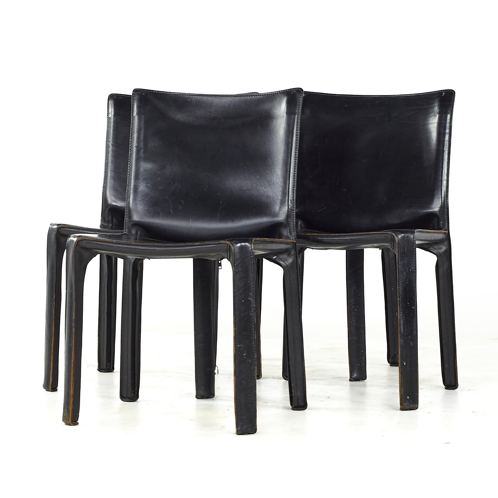 Mid-Century Modern Mario Bellini for Cassina Midcentury Cab Side Chairs, Set of 4 For Sale