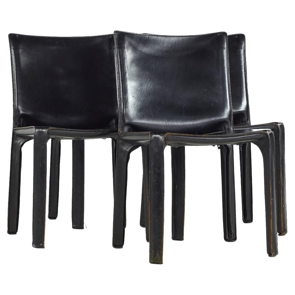 Mario Bellini for Cassina Midcentury Cab Side Chairs, Set of 4 For Sale