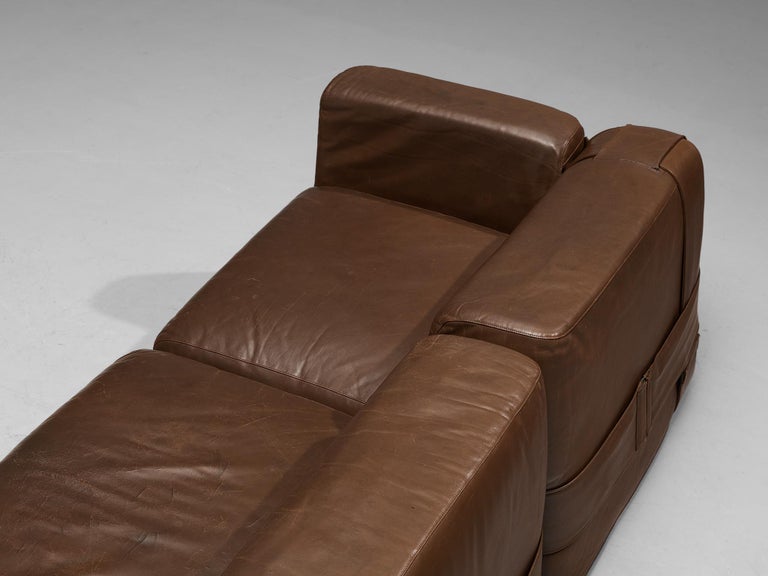 Mario Bellini for Cassina Modular Sofa 'Quartet' in Brown Leather In Good Condition In Waalwijk, NL