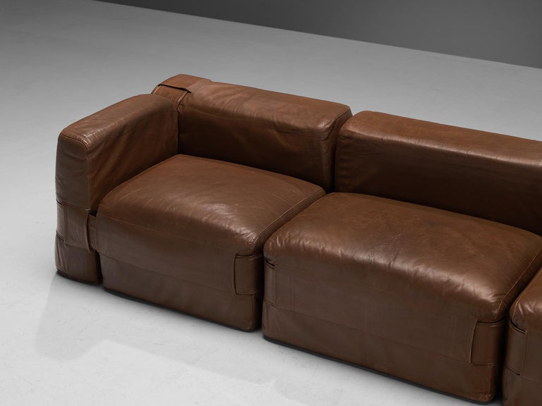Mario Bellini for Cassina Modular Sofa 'Quartet' in Brown Leather 2