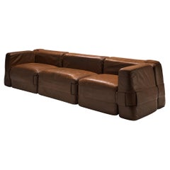 Mario Bellini for Cassina Modular Sofa 'Quartet' in Brown Leather