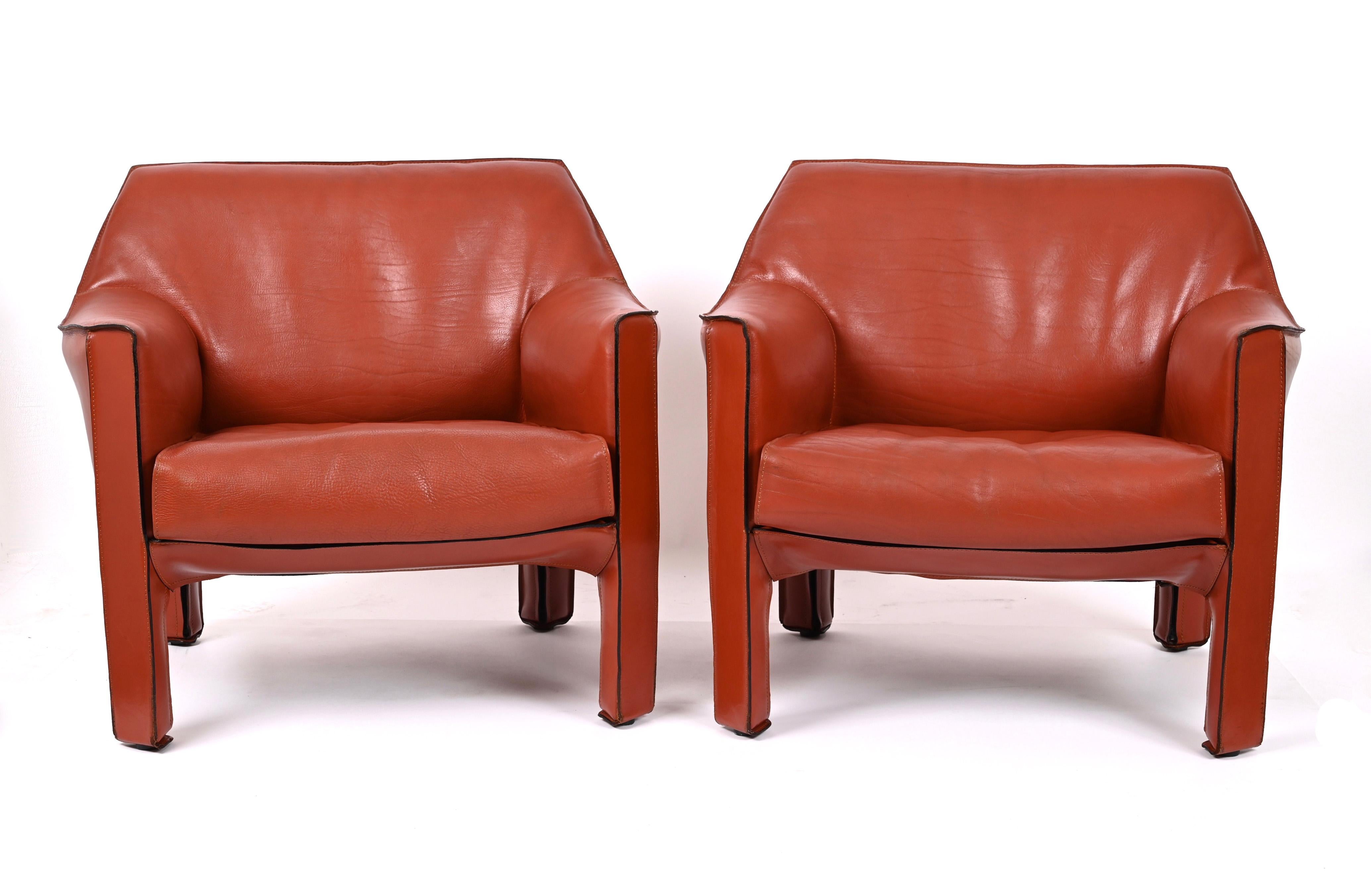A beautiful set of two rare club ArmChairs by Mario Bellini, model 415 