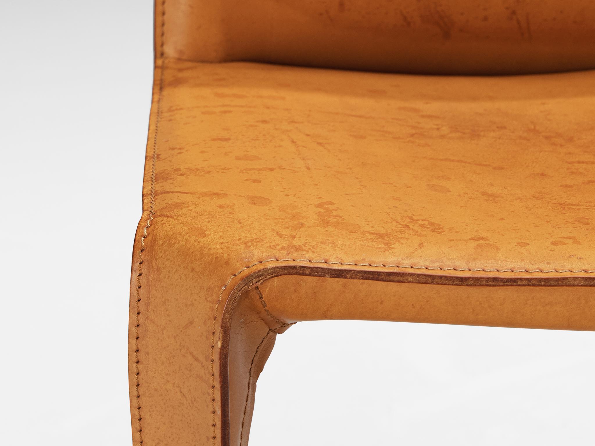 Mario Bellini for Cassina Pair of 'Cab' Dining Chairs in Cognac Leather  4