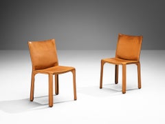 Mario Bellini for Cassina Pair of 'Cab' Dining Chairs in Cognac Leather
