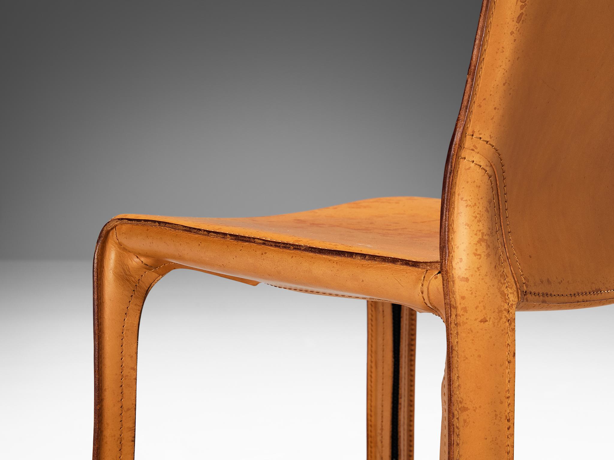 Mario Bellini for Cassina Pair of 'Cab' Dining Chairs in Cognac Leather 1