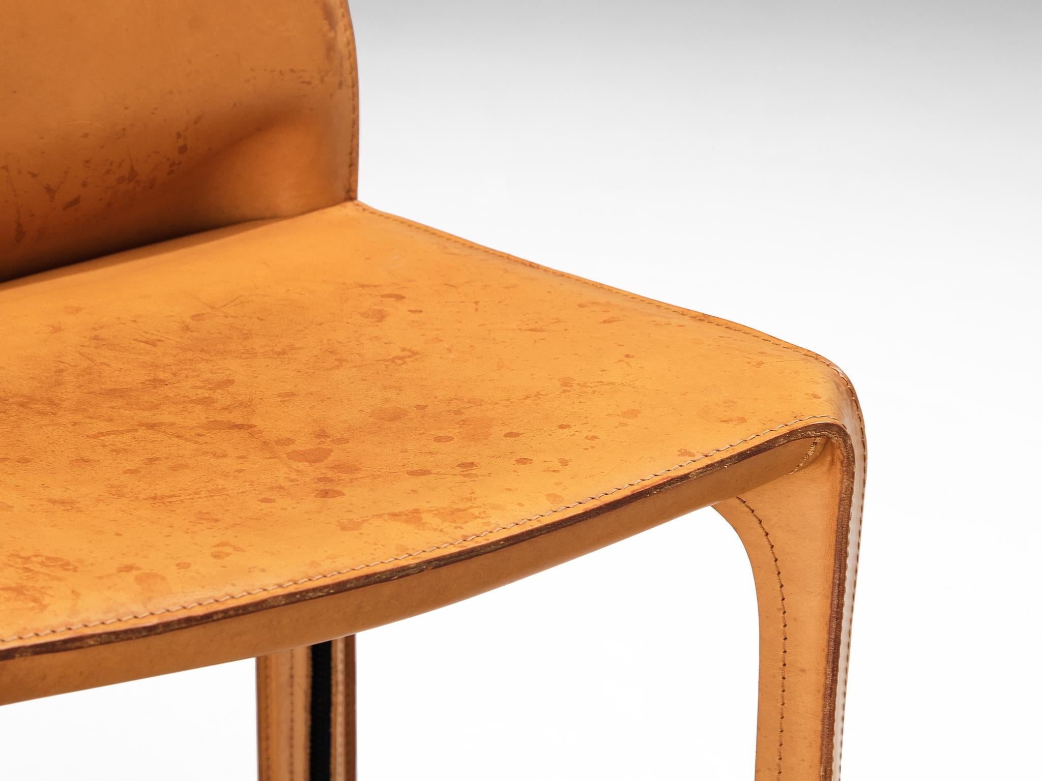 Mario Bellini for Cassina Pair of 'Cab' Dining Chairs in Cognac Leather  2
