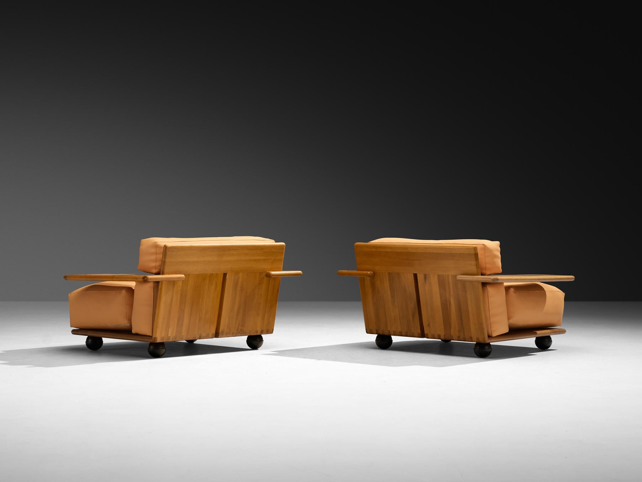 Mario Bellini für Cassina Pianura Sessel aus Nussbaum und Leder im Angebot 4