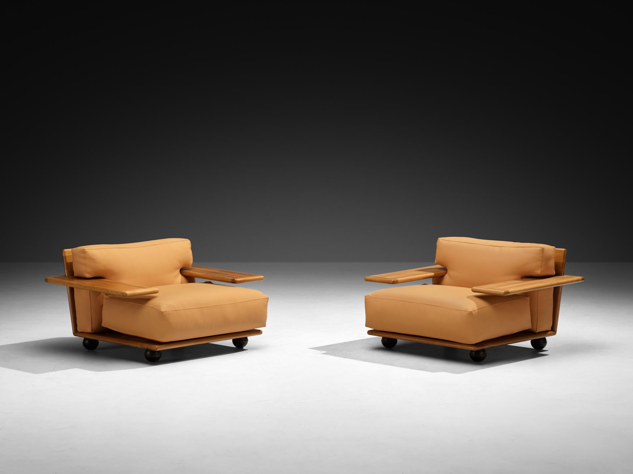 Mario Bellini für Cassina Pianura Sessel aus Nussbaum und Leder (Italienisch) im Angebot