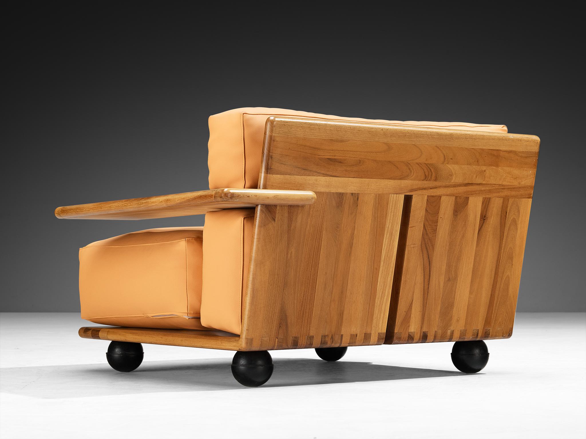 Mario Bellini para Cassina Sillones Pianura de nogal y cuero Cuero en venta