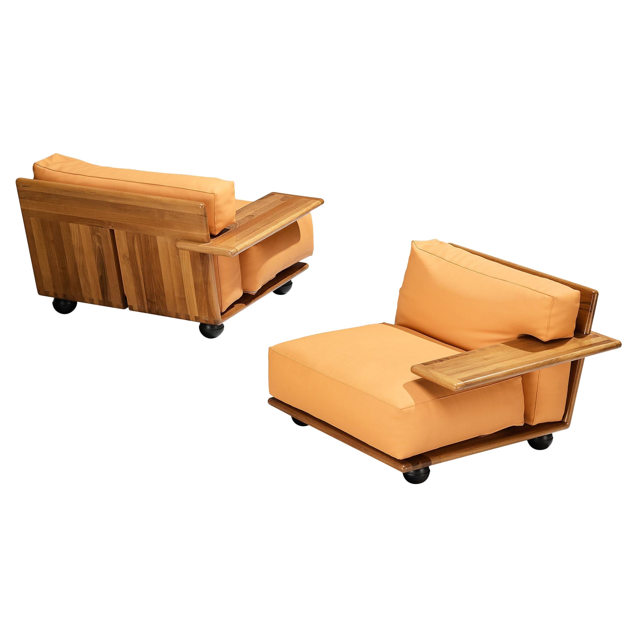 Mario Bellini für Cassina Pianura Sessel aus Nussbaum und Leder