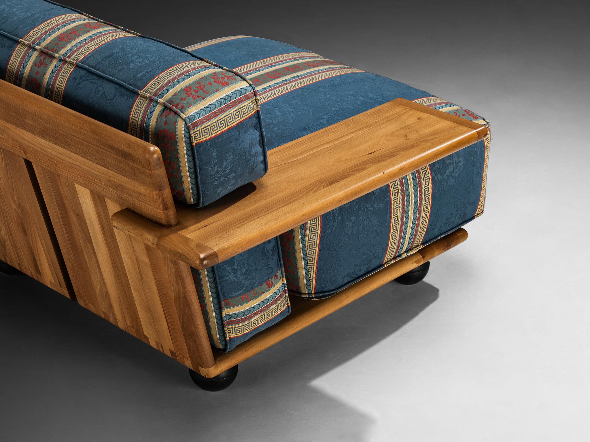 Post-Modern Mario Bellini for Cassina 'Pianura' Lounge in Walnut and Striped Upholstery For Sale