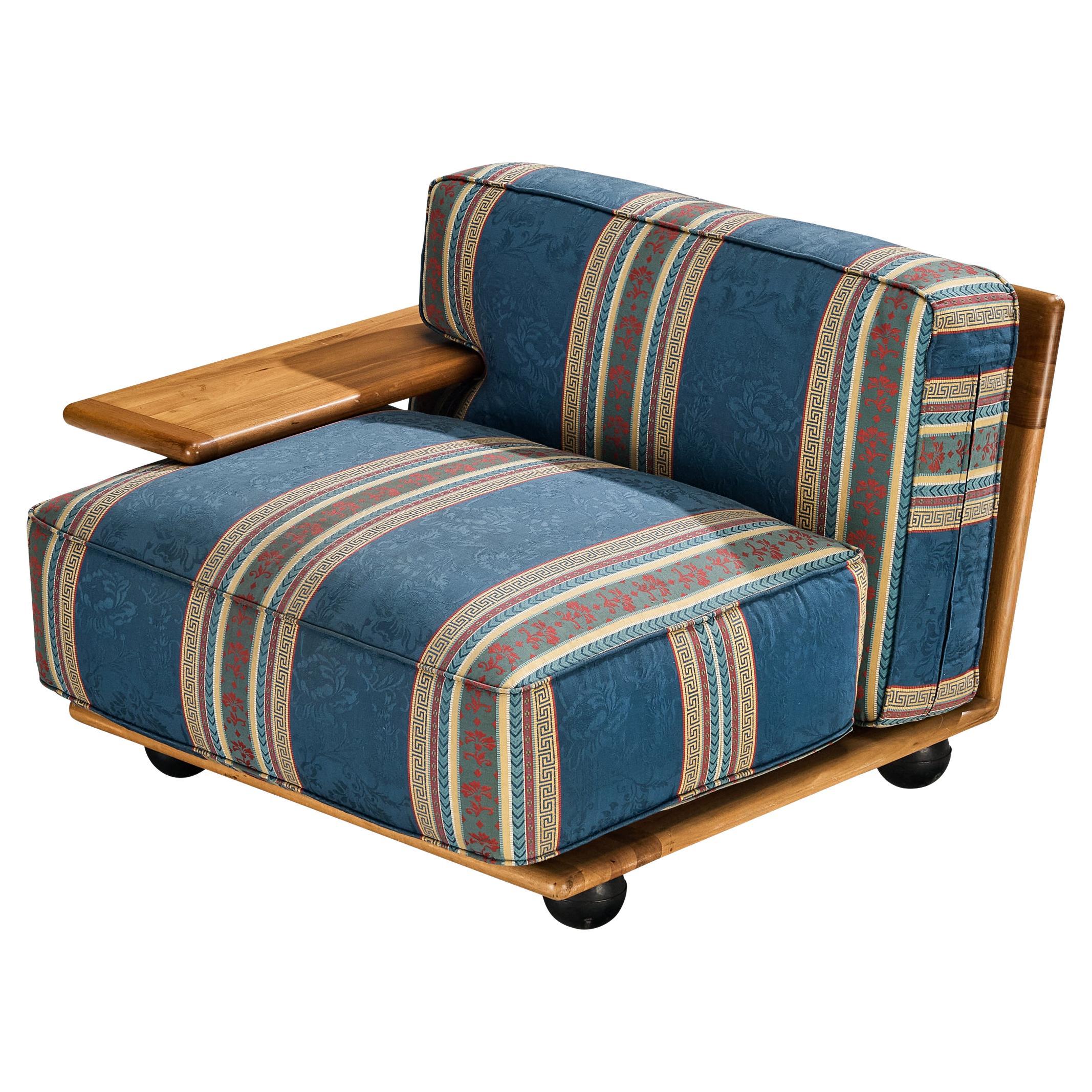 Mario Bellini for Cassina 'Pianura' Lounge in Walnut and Striped Upholstery
