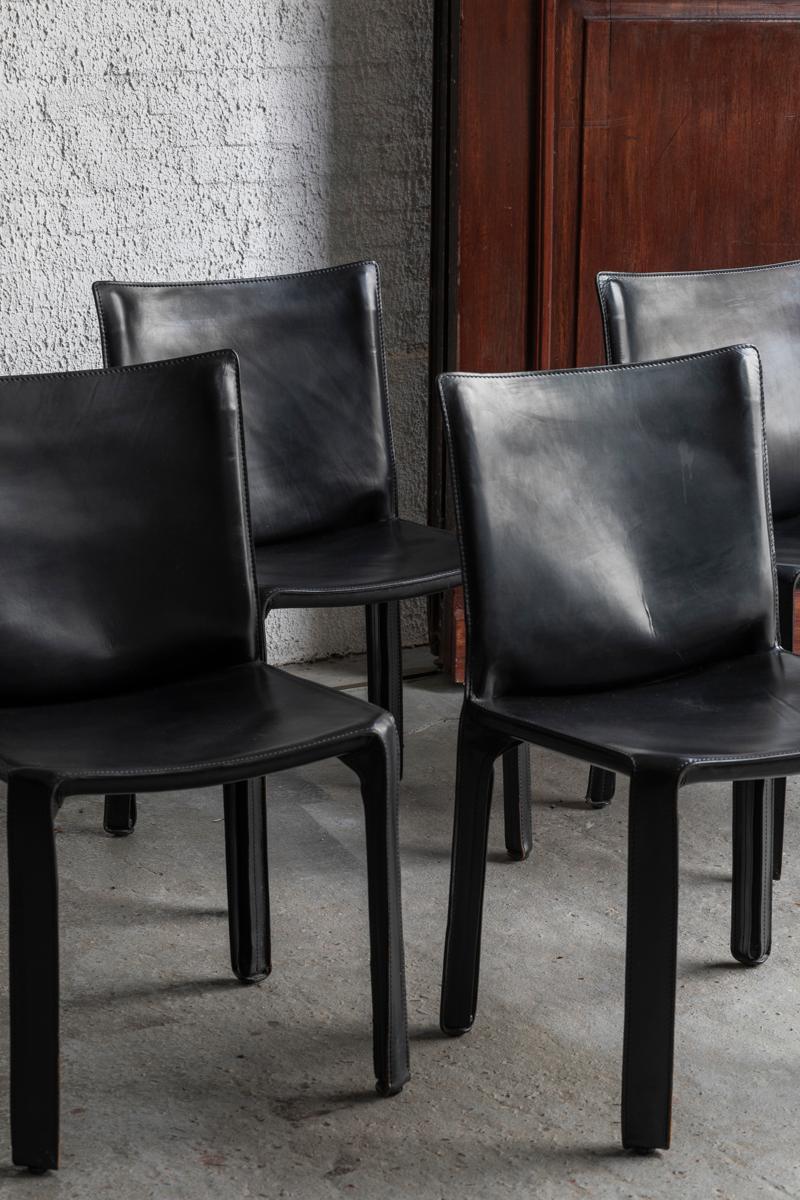 Italian Mario Bellini for Cassina Set of 6 Dining Chairs CAB 412, Italy, 1970s