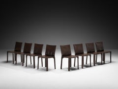 Mario Bellini for Cassina Set of Eight 'Cab' Dining Chairs in Brown Leather