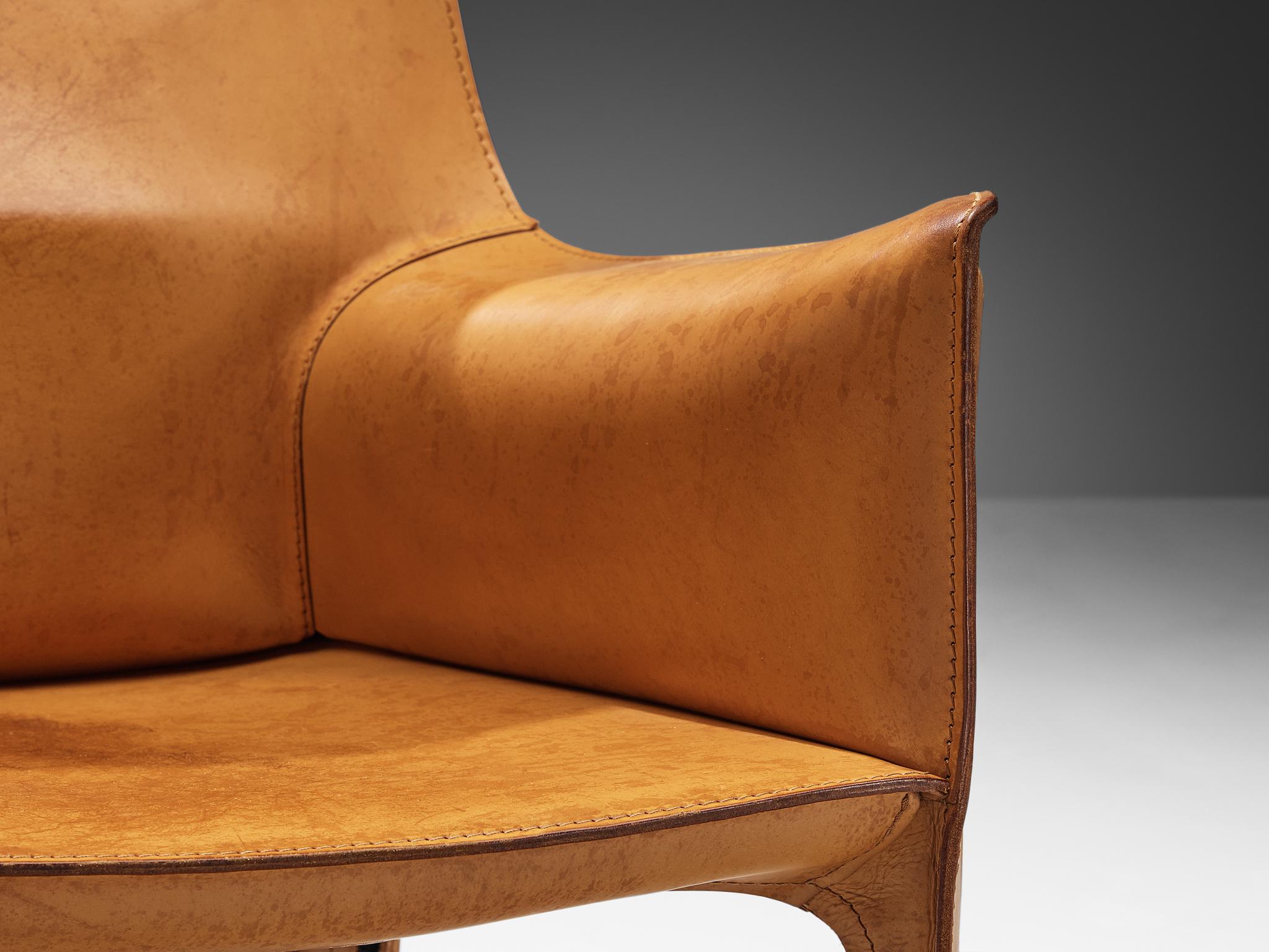 Post-Modern Mario Bellini for Cassina Set of Four 'CAB 413' Dining Chairs in Leather 