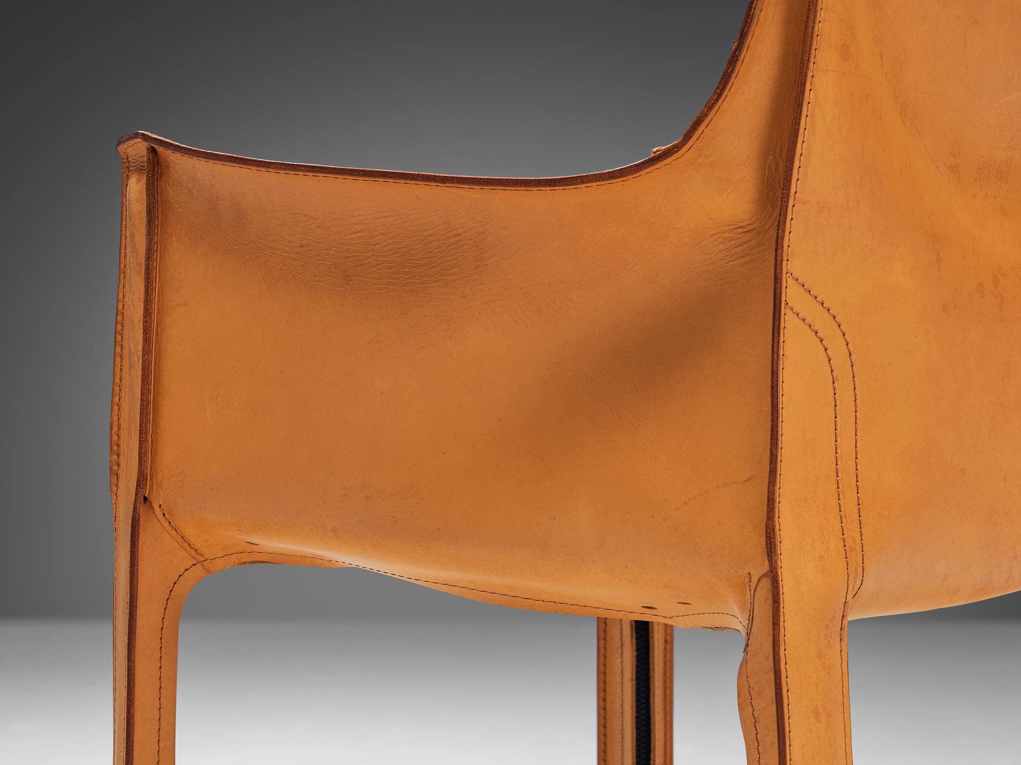 Late 20th Century Mario Bellini for Cassina Set of Four 'CAB 413' Dining Chairs in Leather 