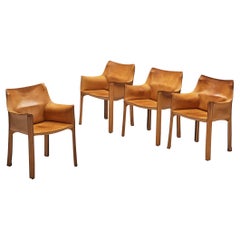 Mario Bellini for Cassina Set of Four 'CAB 413' Dining Chairs in Leather 