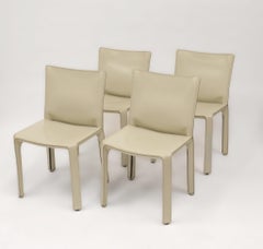 Mario Bellini For Cassina Set Of Four Saddle Leather Cab Chairs Model 412