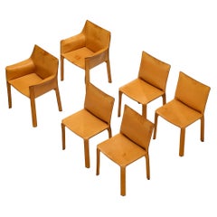 Mario Bellini pour Cassina : lot de six chaises « CAB 412 & 413 » en cuir cognac