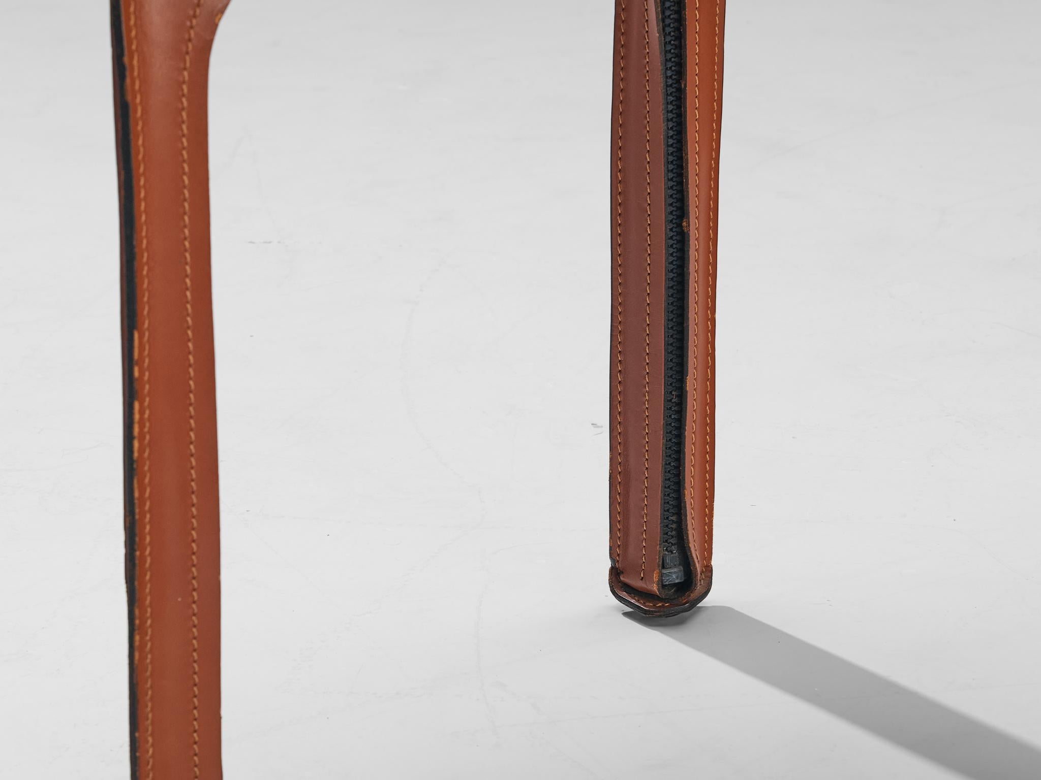 Mario Bellini for Cassina Set of Six Cab Dining Chairs Brown Saddle Leather 6