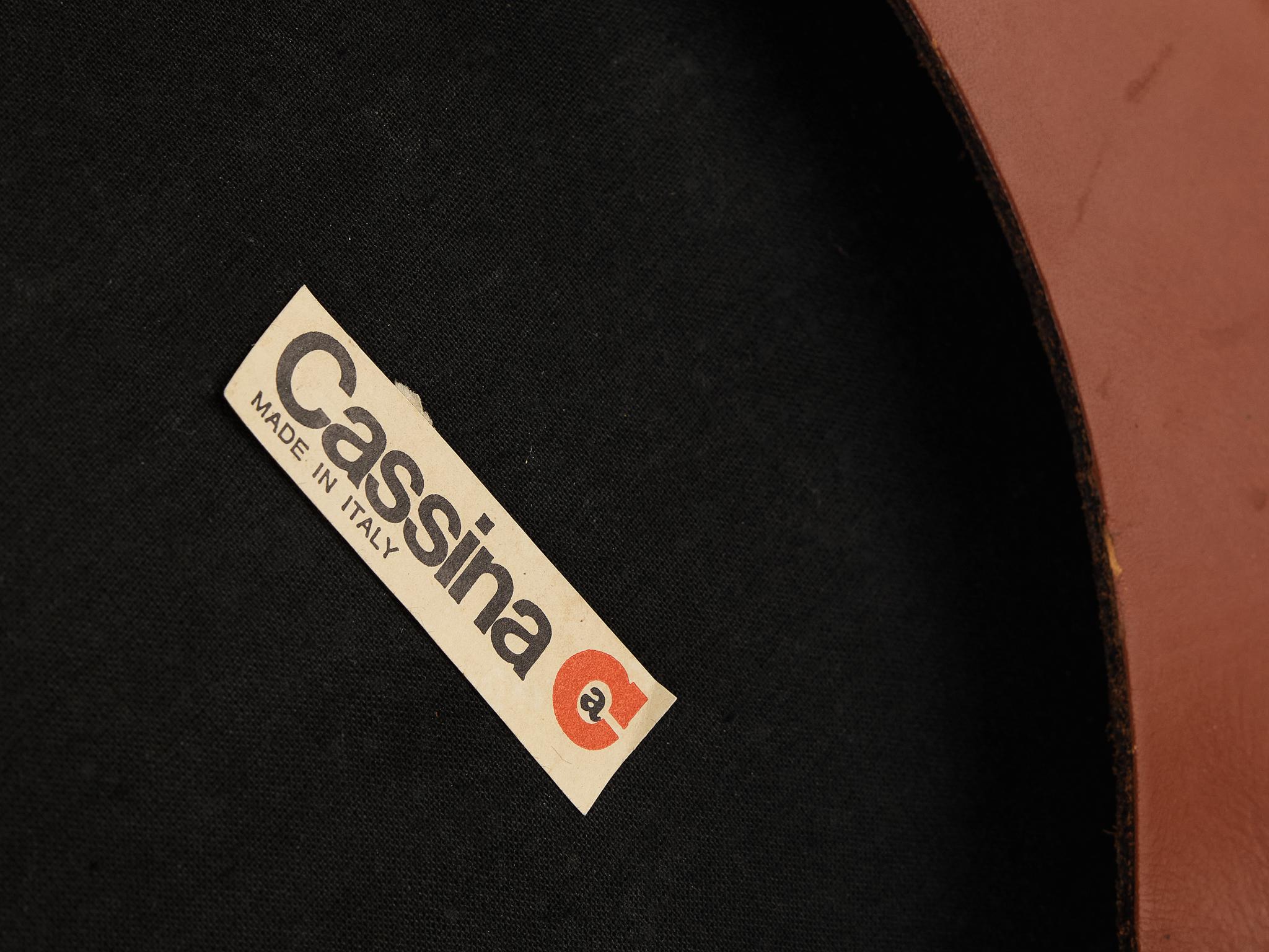 Mario Bellini for Cassina Set of Six Cab Dining Chairs Brown Saddle Leather 7