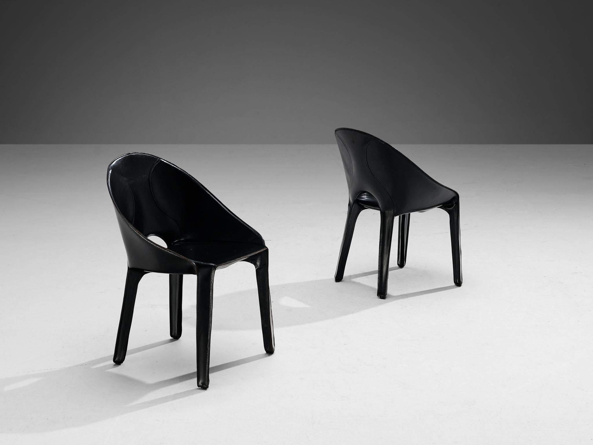 Mario Bellini for Cassina Set of Six ‘Lira e Liuto’ Dining Chairs in Leather 2