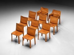 Mario Bellini per Cassina: set di dieci sedie “CAB” in pelle color cognac