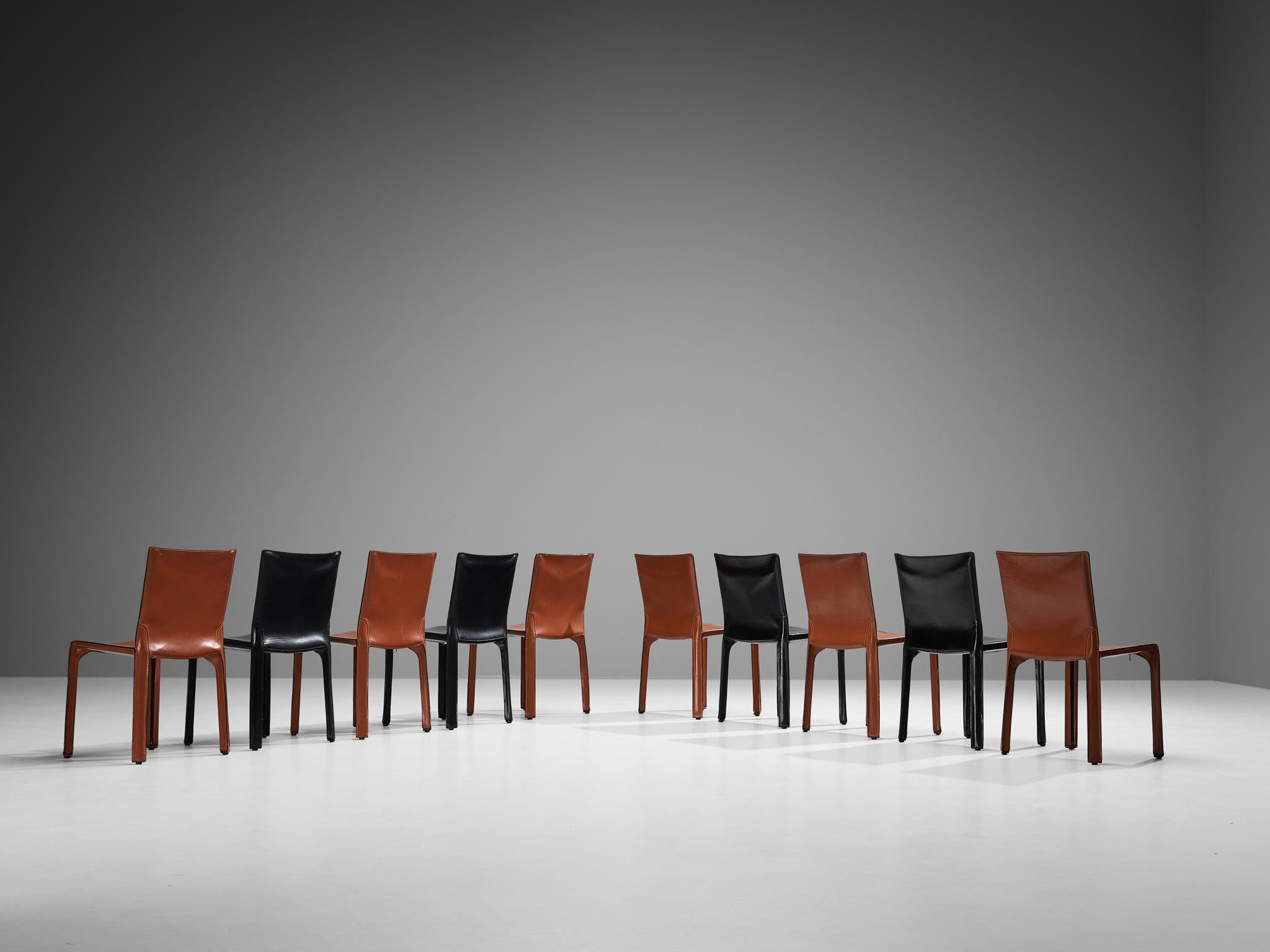 Mario Bellini for Cassina Set of Ten 'Cab' Dining Chairs in Leather 4
