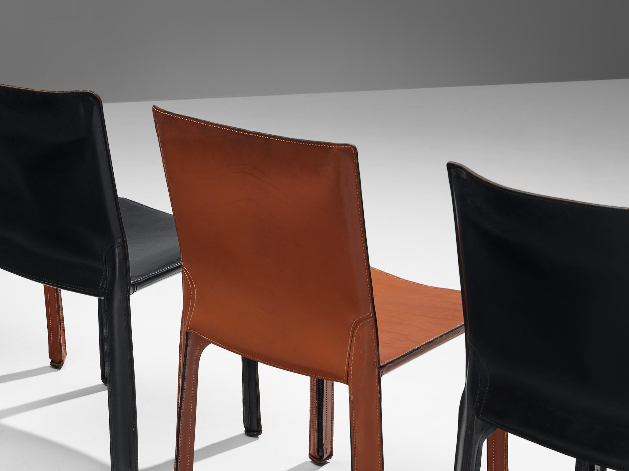 Post-Modern Mario Bellini for Cassina Set of Ten 'Cab' Dining Chairs in Leather