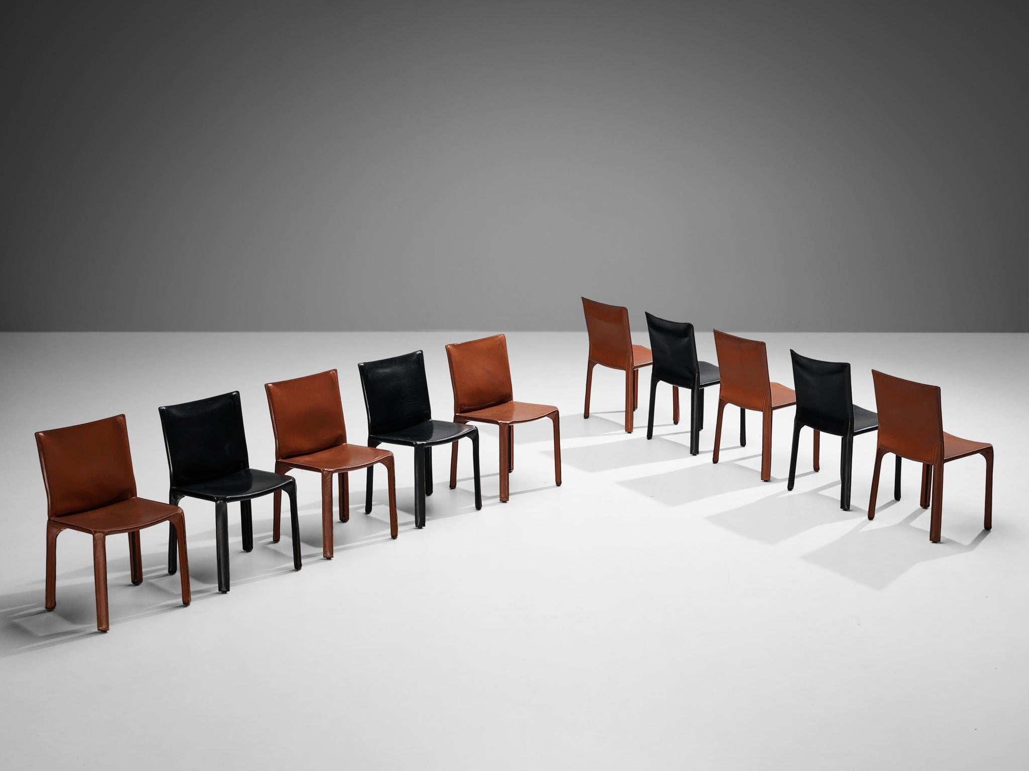 Late 20th Century Mario Bellini for Cassina Set of Ten 'Cab' Dining Chairs in Leather