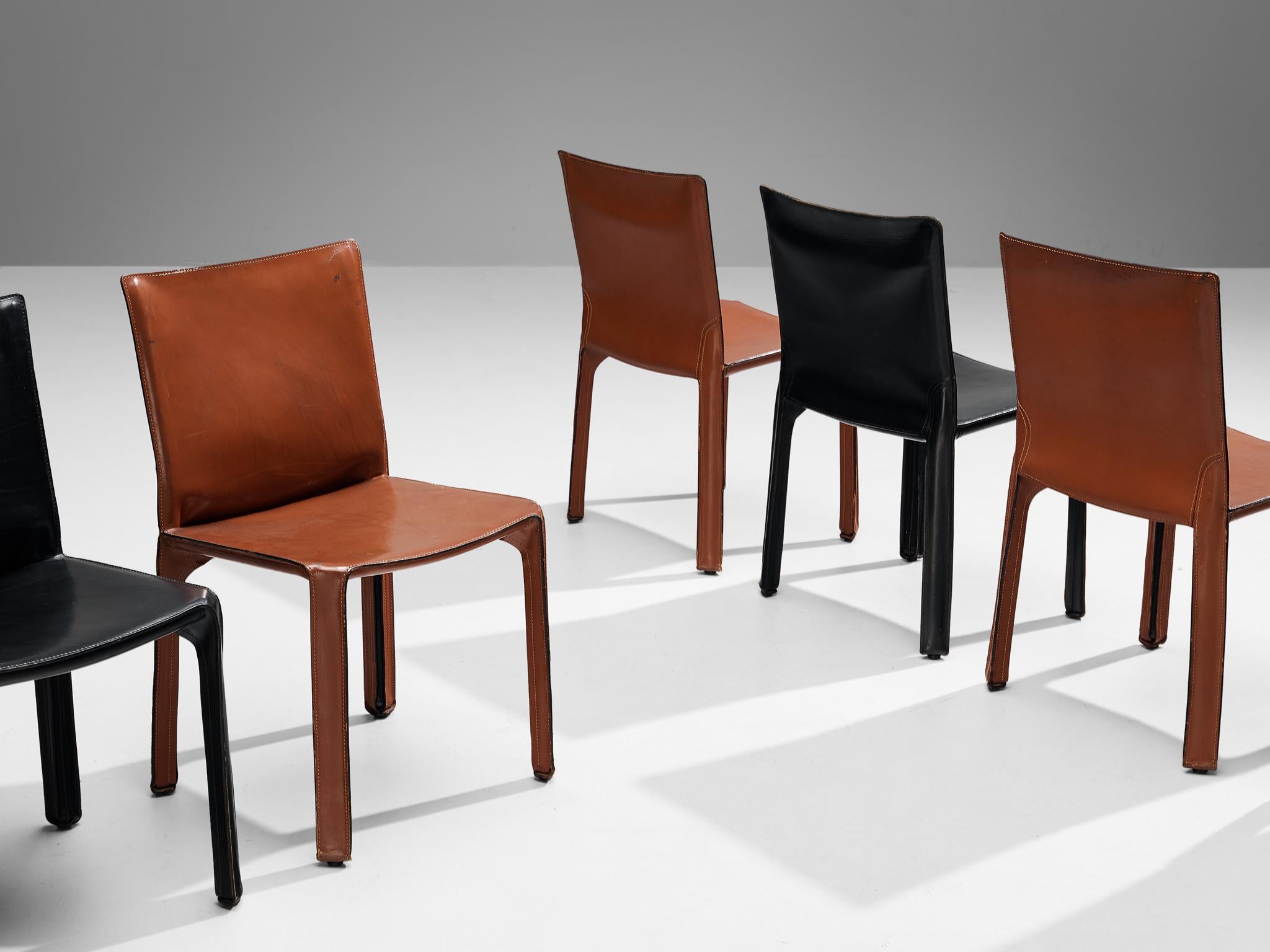 Steel Mario Bellini for Cassina Set of Ten 'Cab' Dining Chairs in Leather