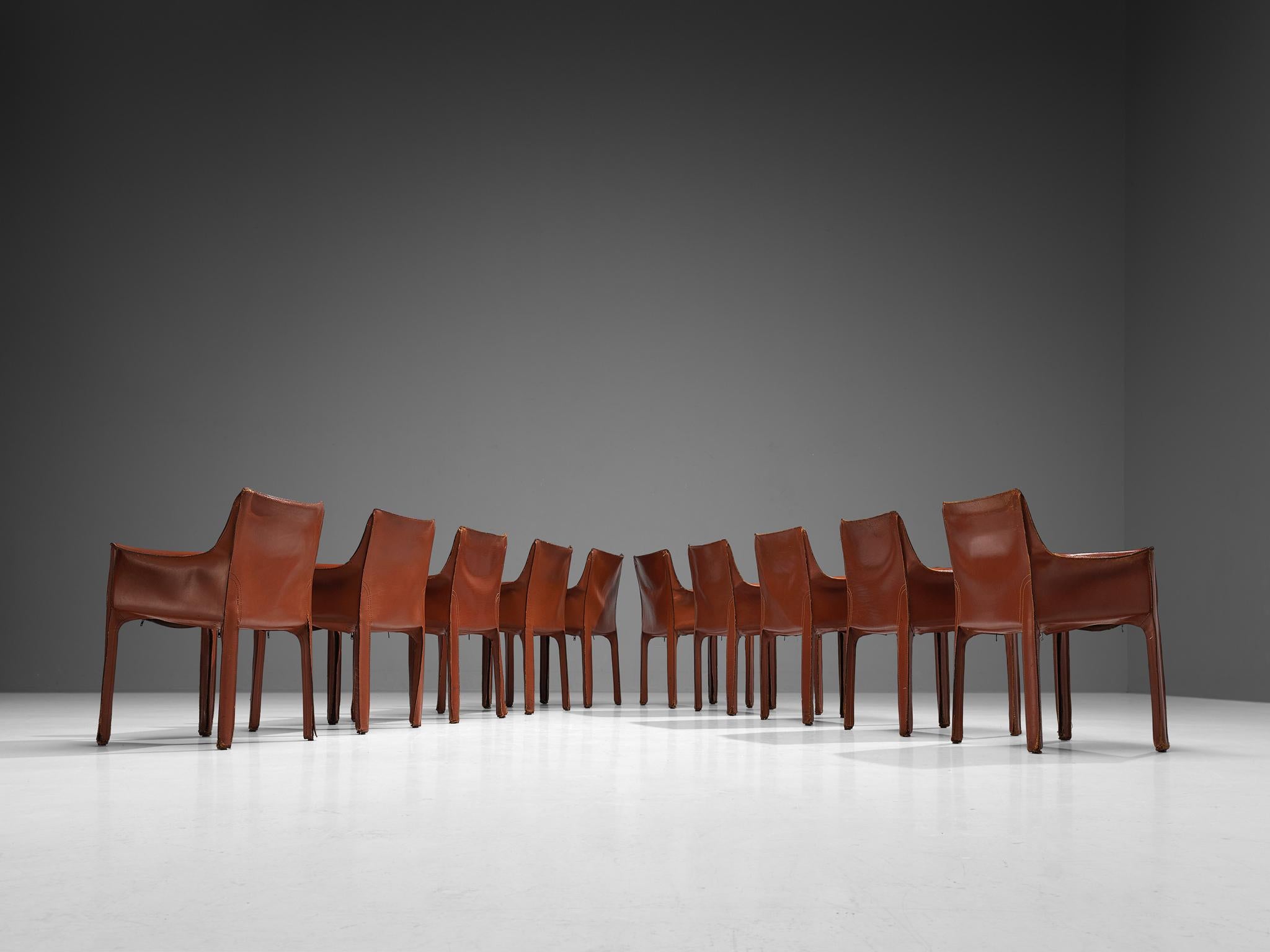 Late 20th Century Mario Bellini for Cassina 'CAB 413' Dining Chairs in Leather 