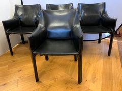 Mario Bellini for Cassina Signed Cab Armchair Black Leather