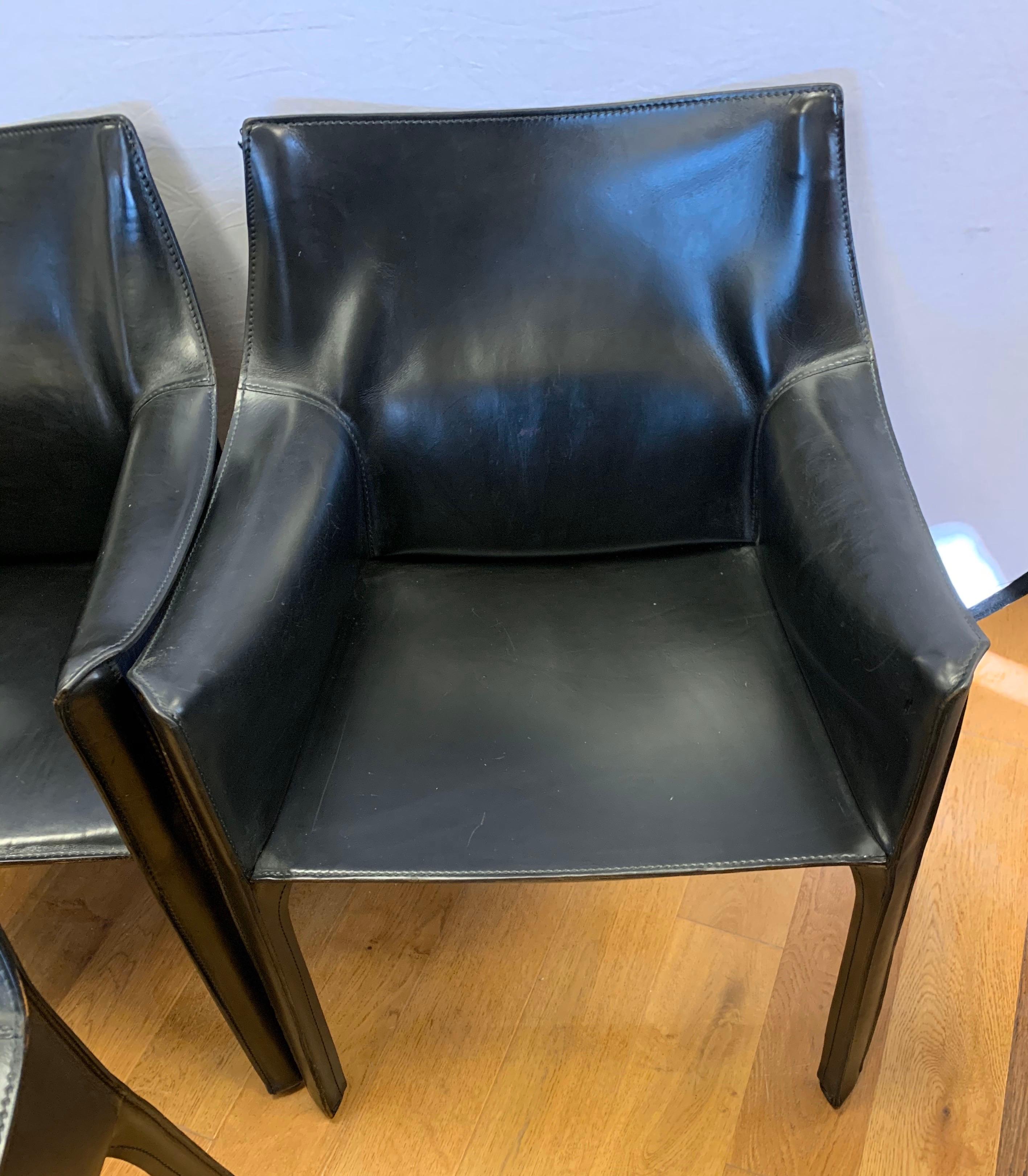 Mario Bellini for Cassina Signed Cab Armchair Black Leather In Good Condition In West Hartford, CT