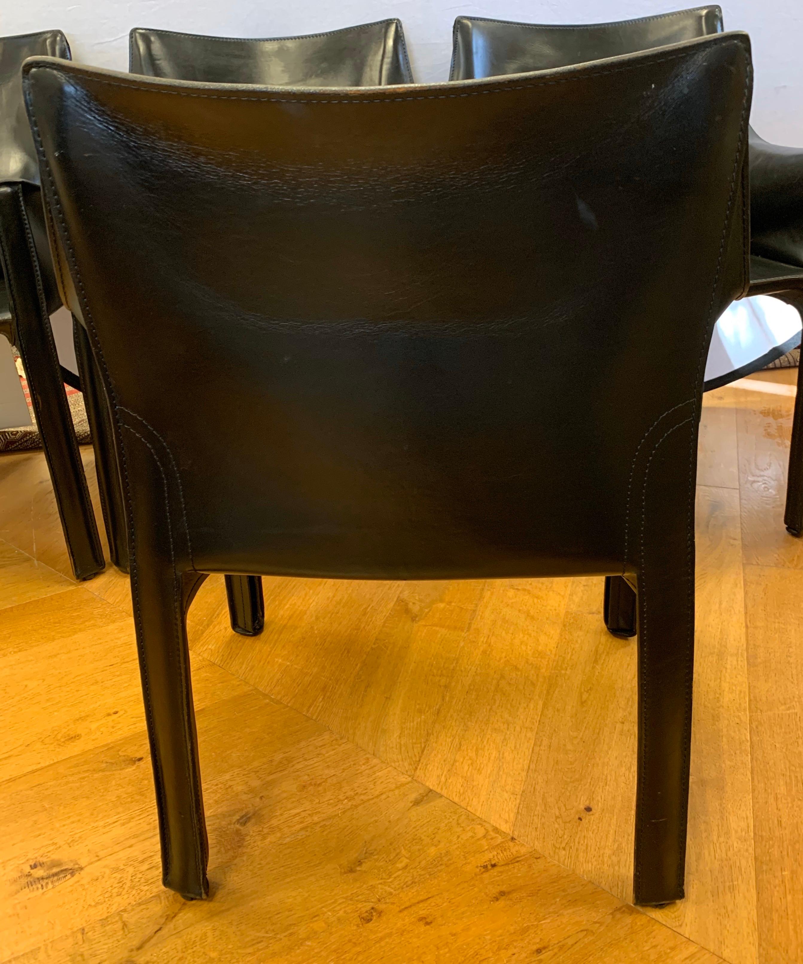 Mario Bellini for Cassina Signed Cab Armchair Black Leather 1