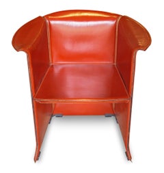 Fauteuils Cassina Design en cuir orange N-1, Mario Bellini pour Cassina, années 80