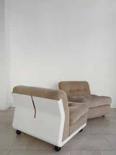 Mario Bellini for C&B Italia Midcentury Amanta Velvet Armchairs Set of Two, 1973