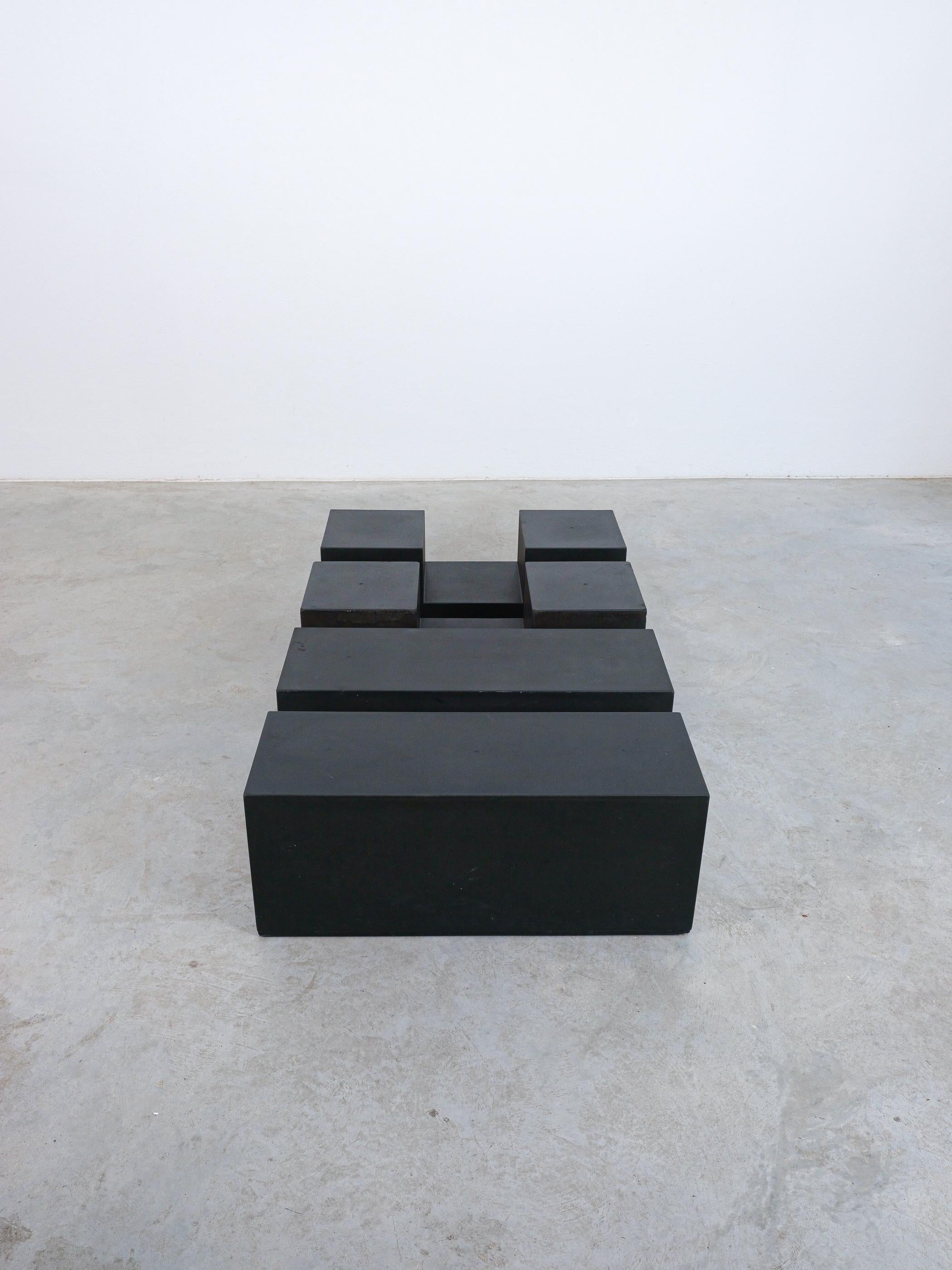 Mario Bellini Gli Scacchi Black Table (4) Elements for C&B Italy, circa 1970. Bon état - En vente à Vienna, AT