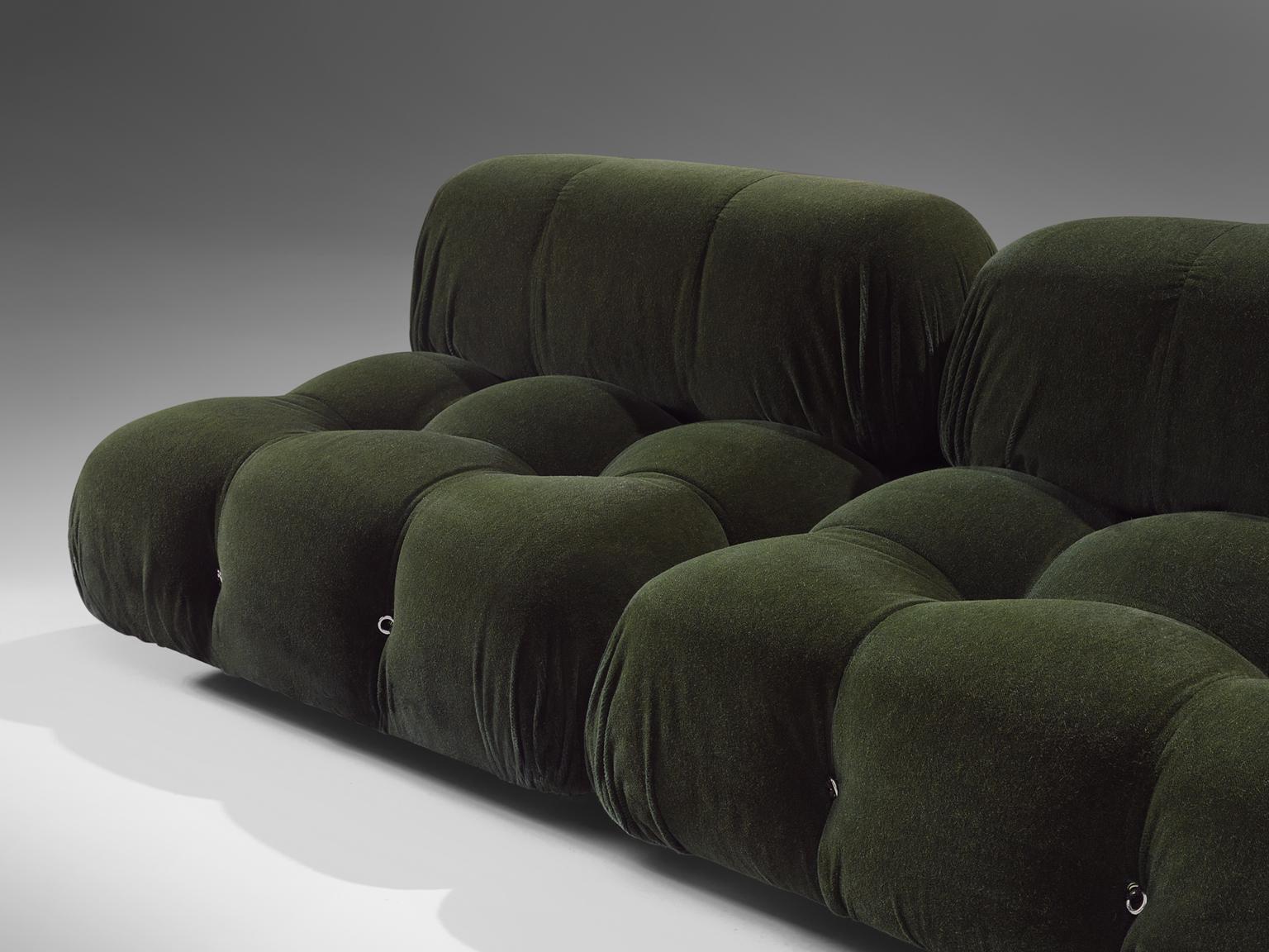 Italian Mario Bellini Green 'Camaleonda' Modular Sofa in Reupholstered Alpaca Wool