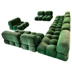 Mario Bellini Green Velvet "Camaleonda" Sofa for B&B Italia, 1972, Set of 10