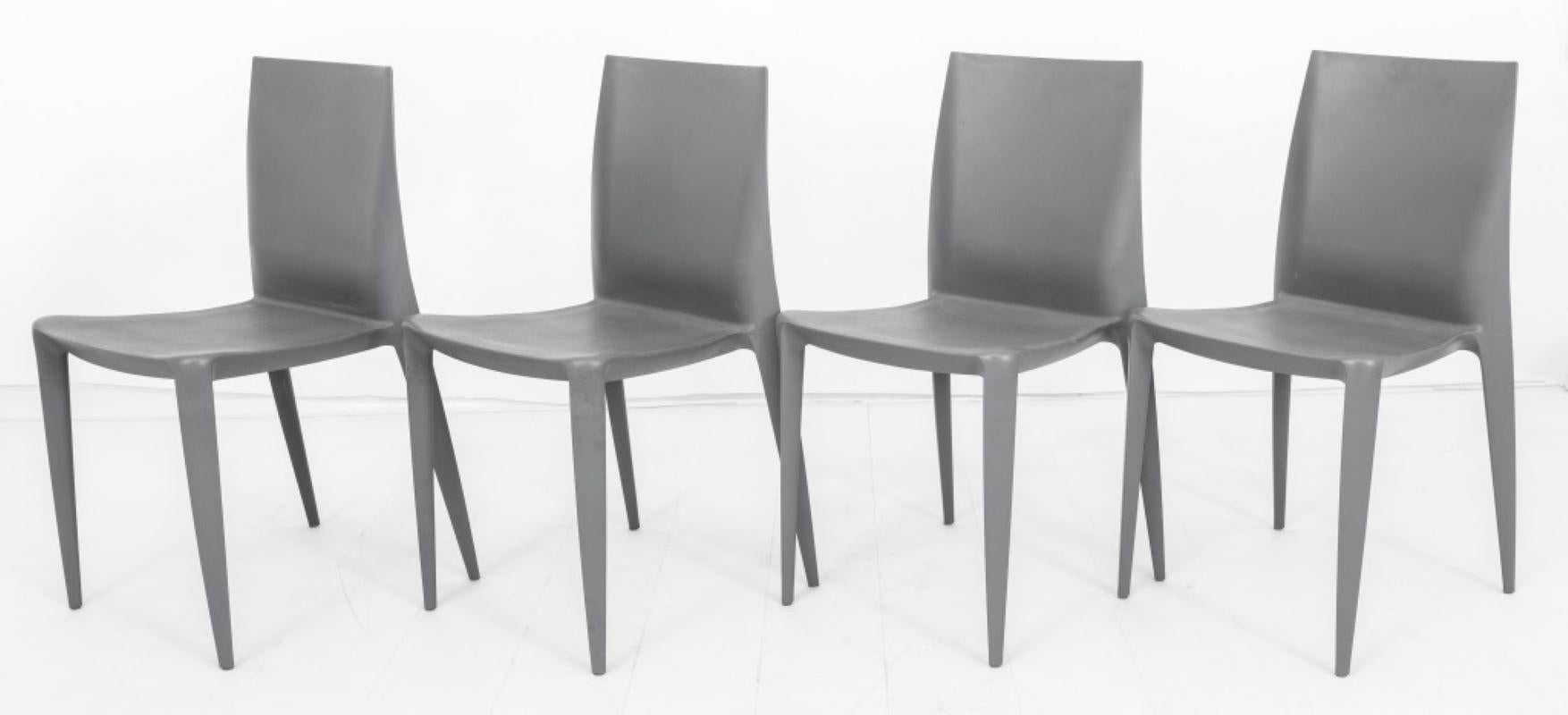 Mario Bellini (Italian, b. 1935) for Heller set of four 'Bellini' dining chairs, circa 1998, grey injection moulded polypropylene, makers mark on bottom. 33