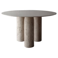 Mesa de comedor redonda de travertino Mario Bellini II Collanado