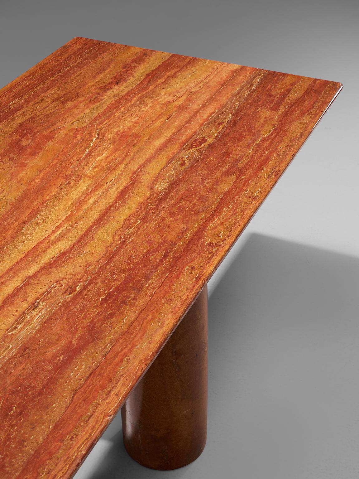 Mario Bellini 'Il Colonato' Red Travertine Table In Good Condition In Waalwijk, NL