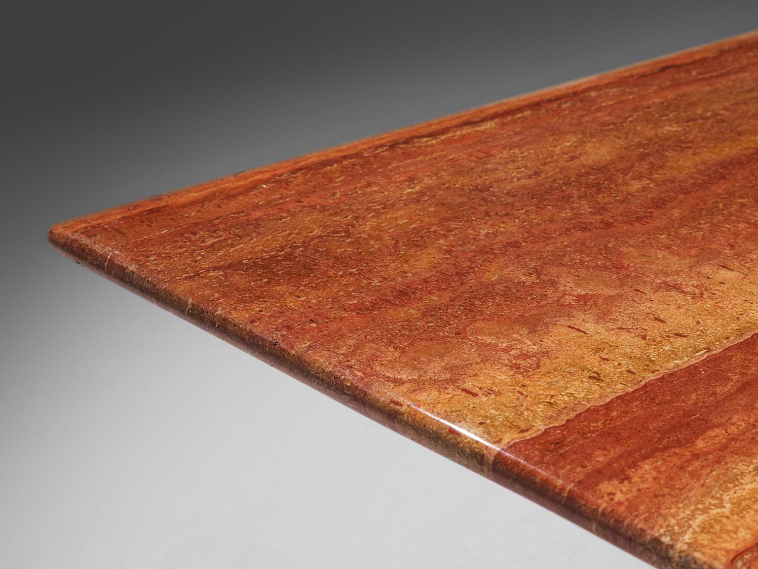 Late 20th Century Mario Bellini 'Il Colonato' Red Travertine Table