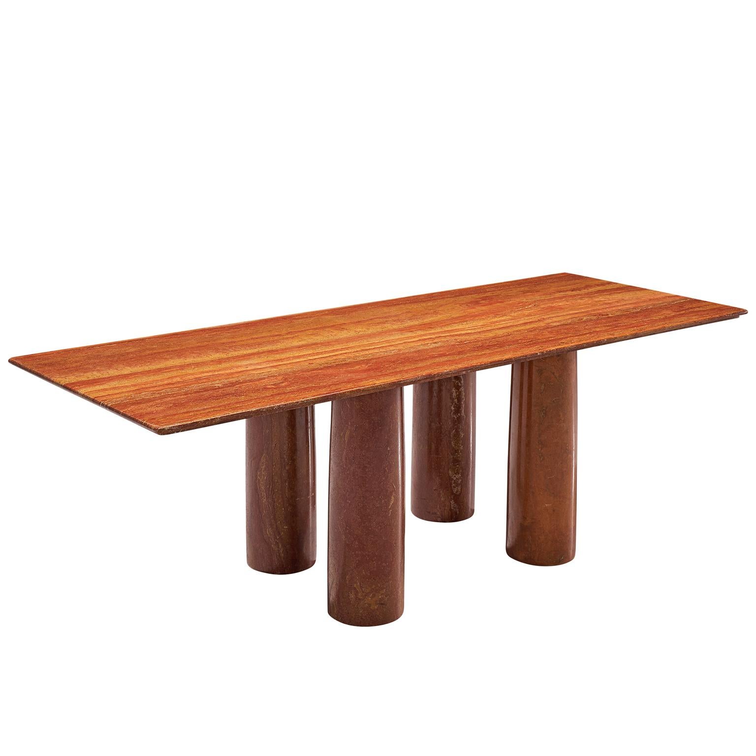 Mario Bellini 'Il Colonato' Red Travertine Table