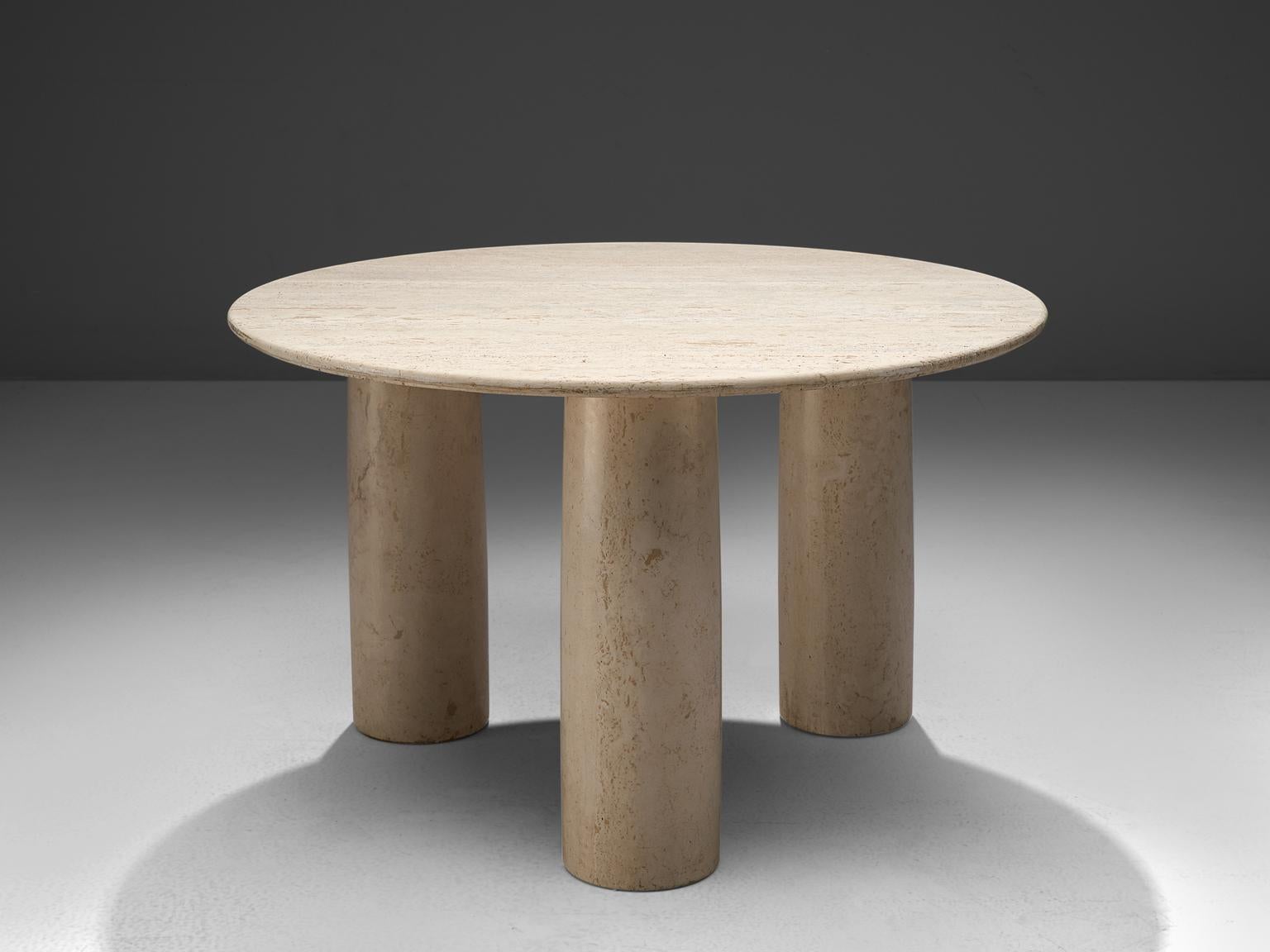 Mid-Century Modern Mario Bellini 'Il Colonato' White Travertine Table