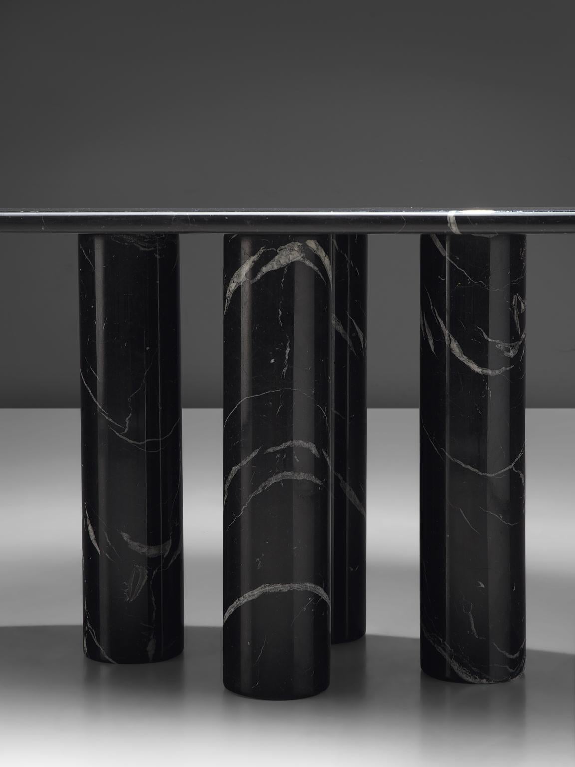 Mid-Century Modern Mario Bellini 'Il Colonnato' Black Oval Dining Table for Cassina