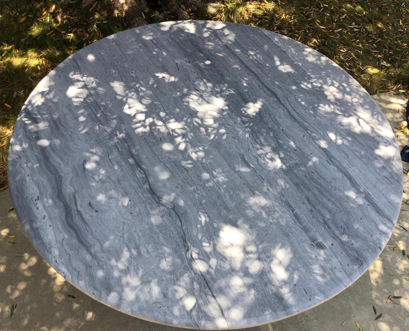 American Mario Bellini Inspired Titanium Limestone Table For Sale
